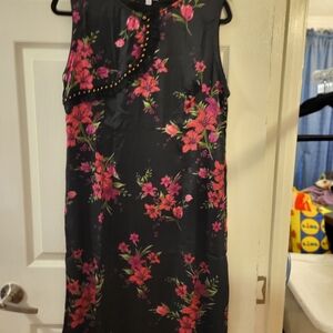 Floral Black and Pink Women's Dress